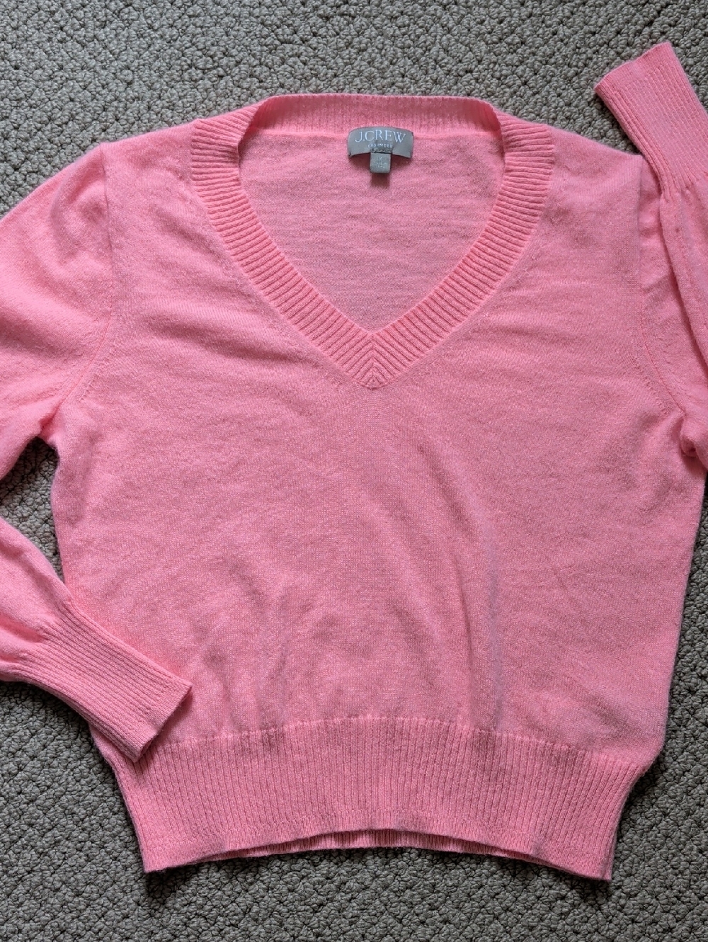 Cashmere J. Crew Light Coral Shrunken Pink V-Neck Sweater